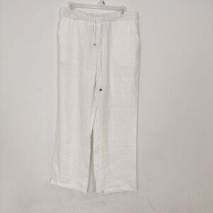 LC Waikiki Classic Women's Pants Size 42 White Viscose Summer Resortwear Casual